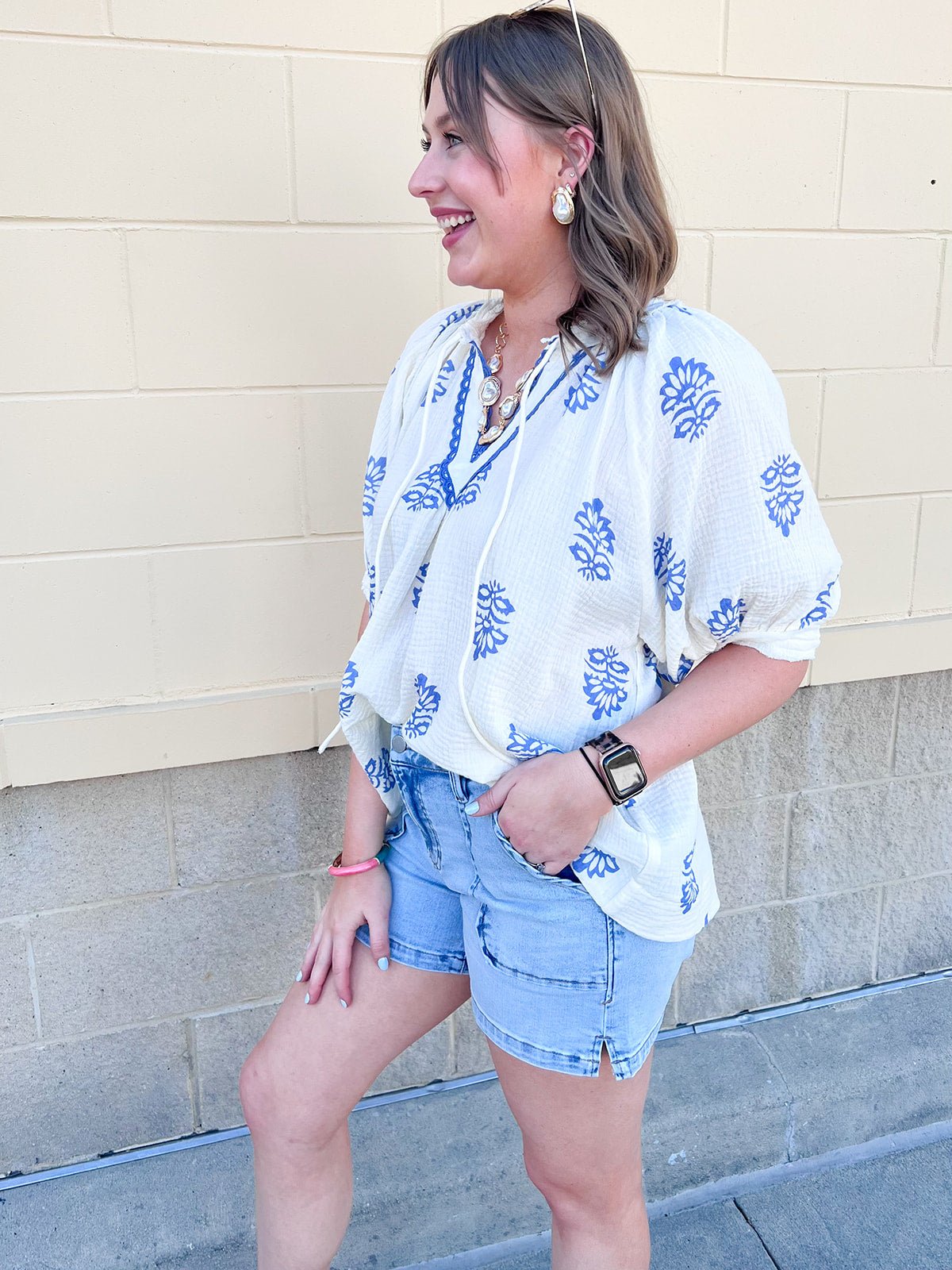 Garden Whimsy Embroidered Gauze Blouse - The Pink Pineapple 850