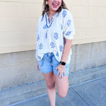 Garden Whimsy Embroidered Gauze Blouse - The Pink Pineapple 850