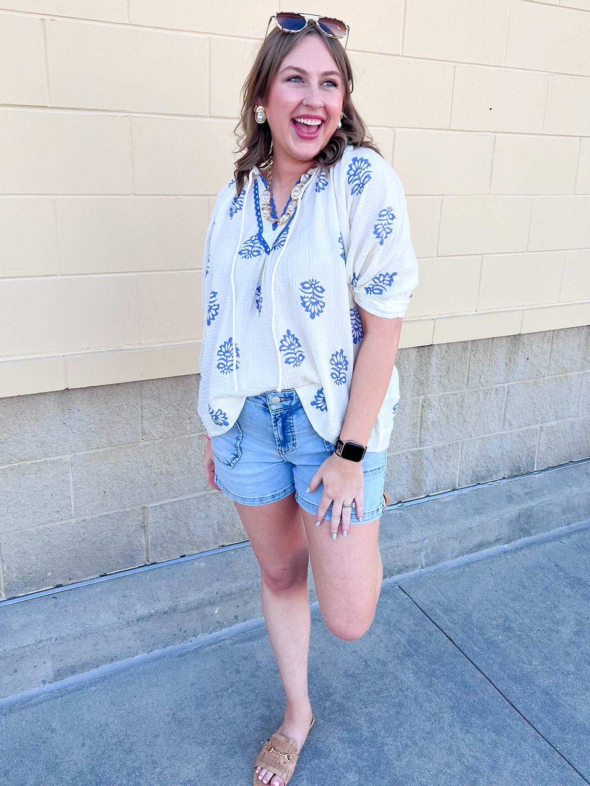 Garden Whimsy Embroidered Gauze Blouse - The Pink Pineapple 850