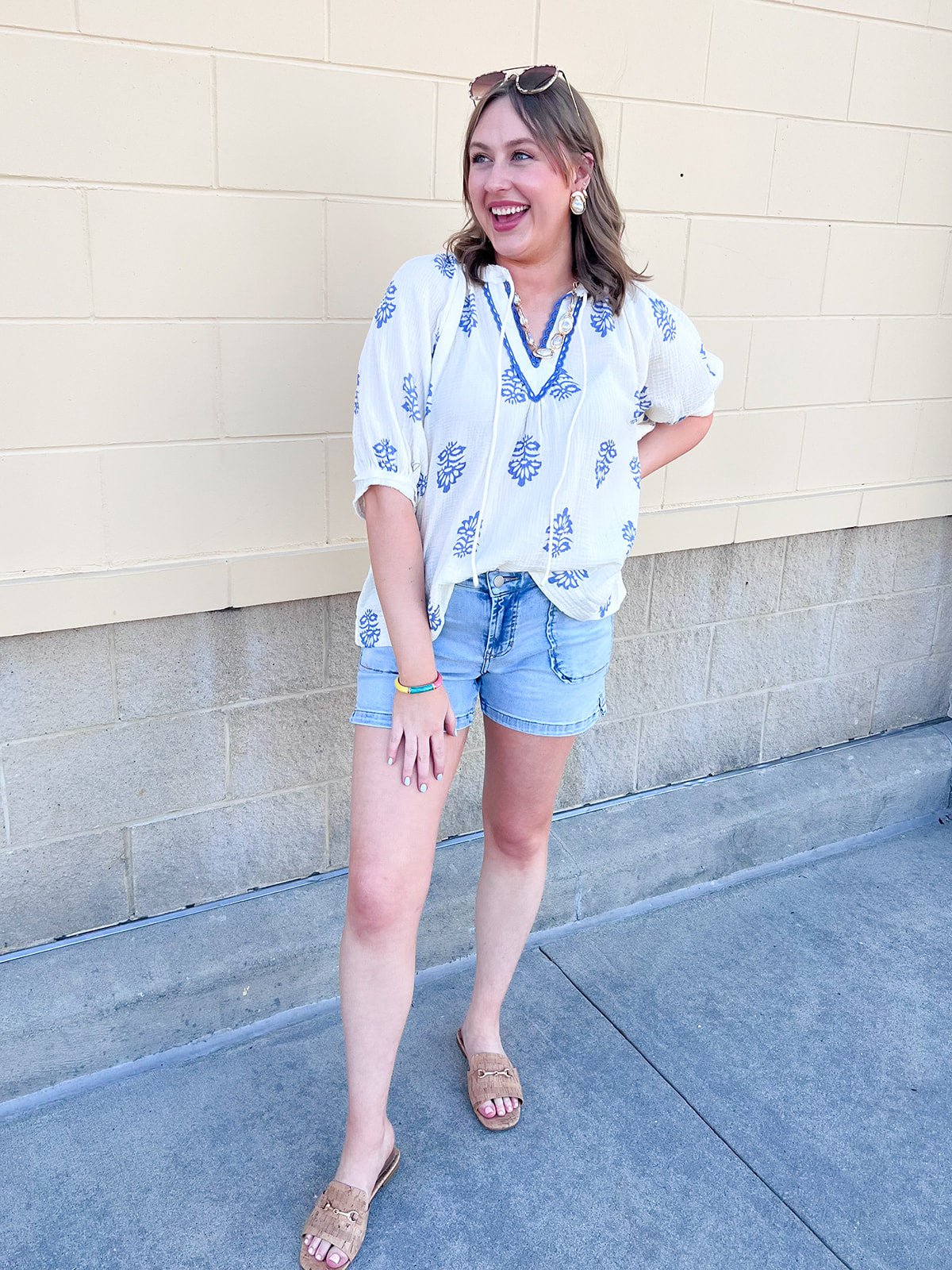 Garden Whimsy Embroidered Gauze Blouse - The Pink Pineapple 850