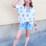 Garden Whimsy Embroidered Gauze Blouse - The Pink Pineapple 850