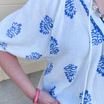 Garden Whimsy Embroidered Gauze Blouse - The Pink Pineapple 850