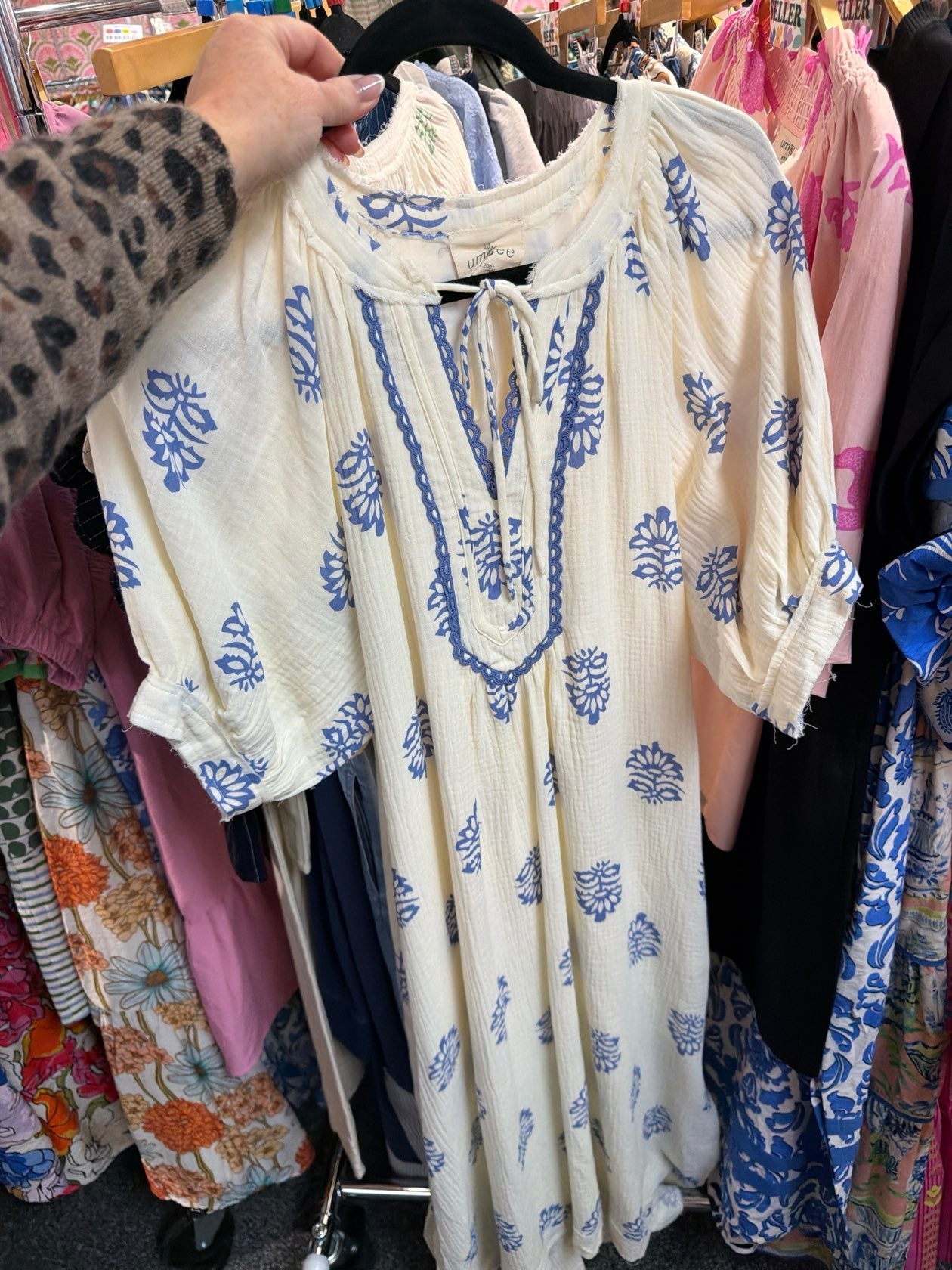 Garden Whimsy Embroidered Gauze Dress - The Pink Pineapple 850