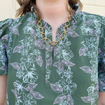 Garden Whisper Floral Top in Sage - The Pink Pineapple 850