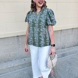 Garden Whisper Floral Top in Sage - The Pink Pineapple 850