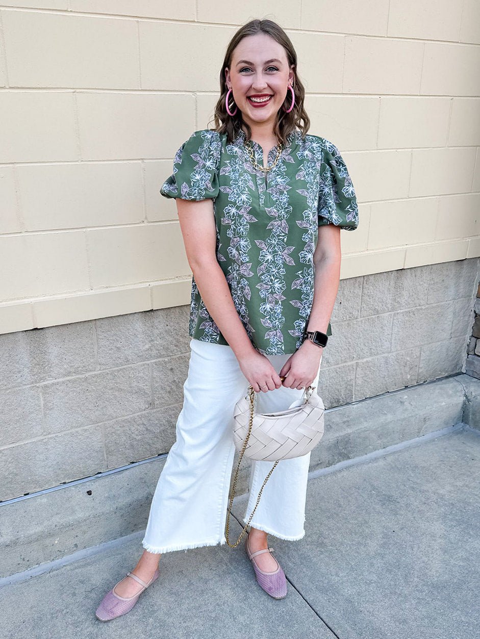 Garden Whisper Floral Top in Sage - The Pink Pineapple 850