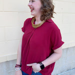 Garnet Breeze Collared Top - The Pink Pineapple 850