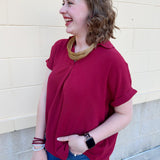Garnet Breeze Collared Top - The Pink Pineapple 850