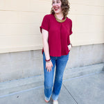 Garnet Breeze Collared Top - The Pink Pineapple 850