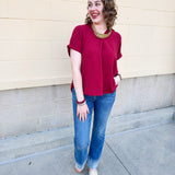 Garnet Breeze Collared Top - The Pink Pineapple 850