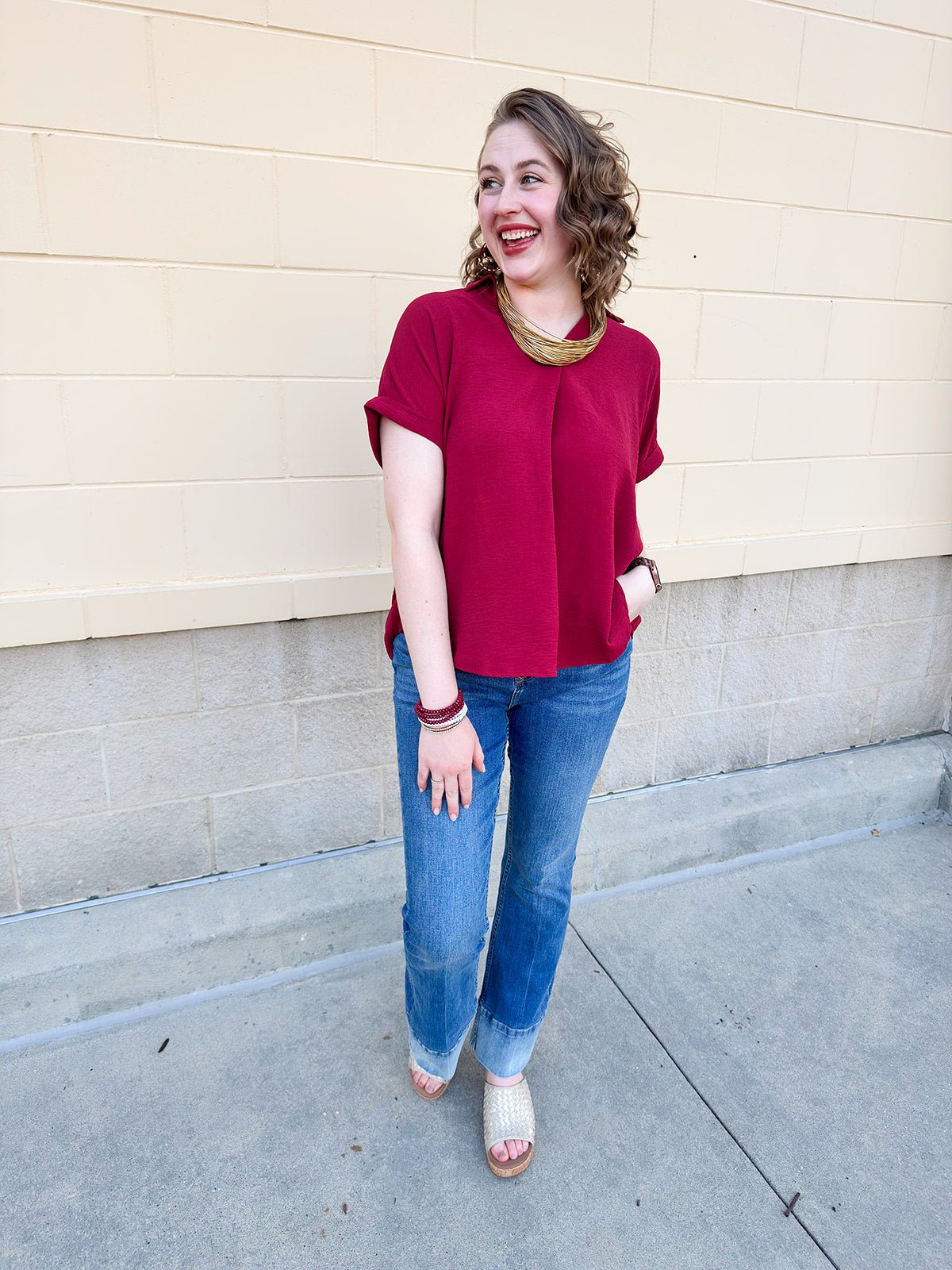 Garnet Breeze Collared Top - The Pink Pineapple 850