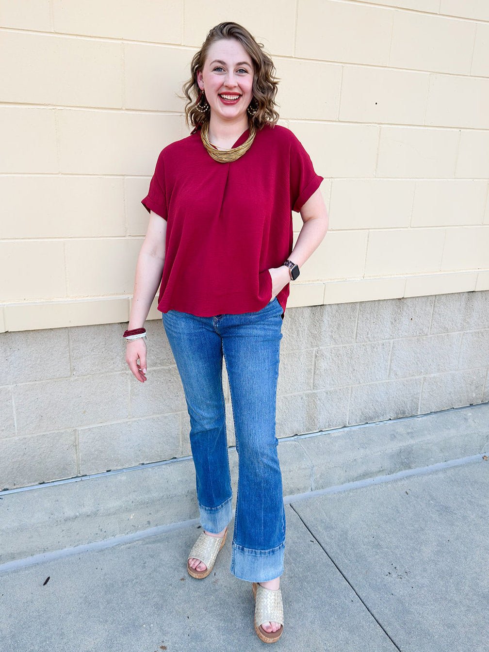 Garnet Breeze Collared Top - The Pink Pineapple 850