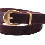 Garnet Calf Hair Belt with Gold Brass Buckle - The Pink Pineapple 850