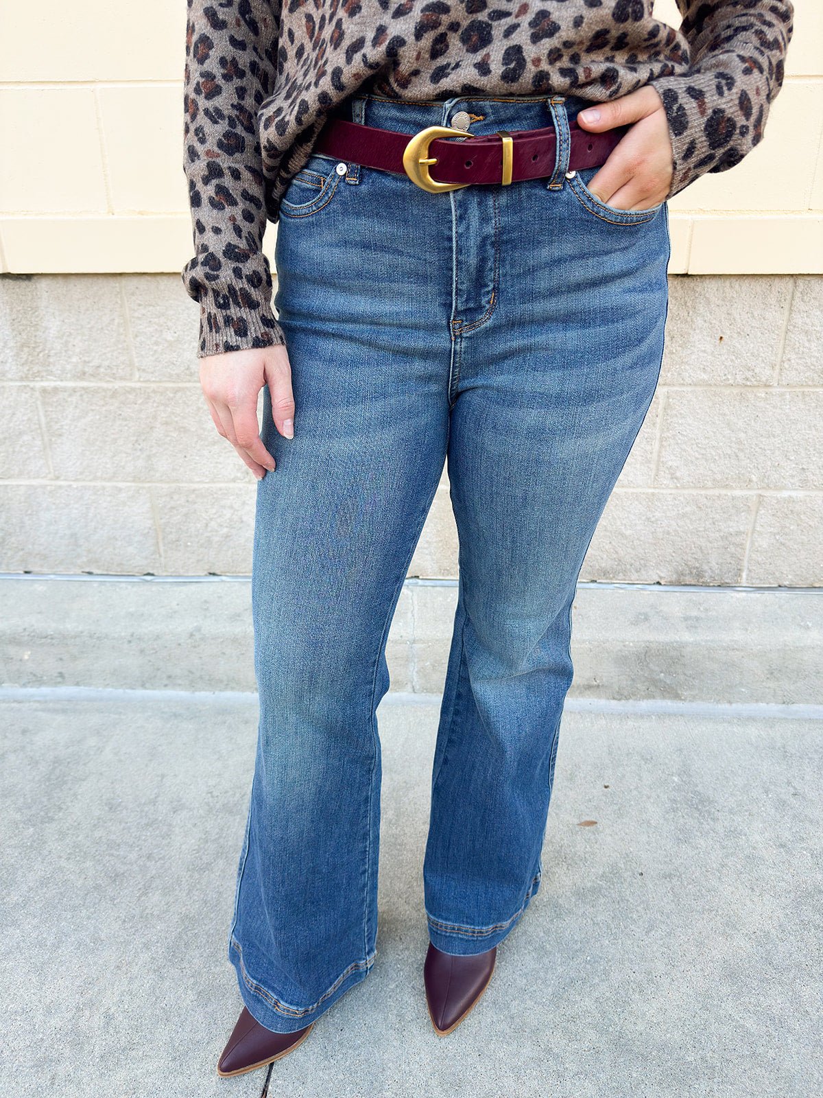 Garnet Calf Hair Belt with Gold Brass Buckle - The Pink Pineapple 850