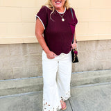 Garnet Contrast Knit Top - The Pink Pineapple 850