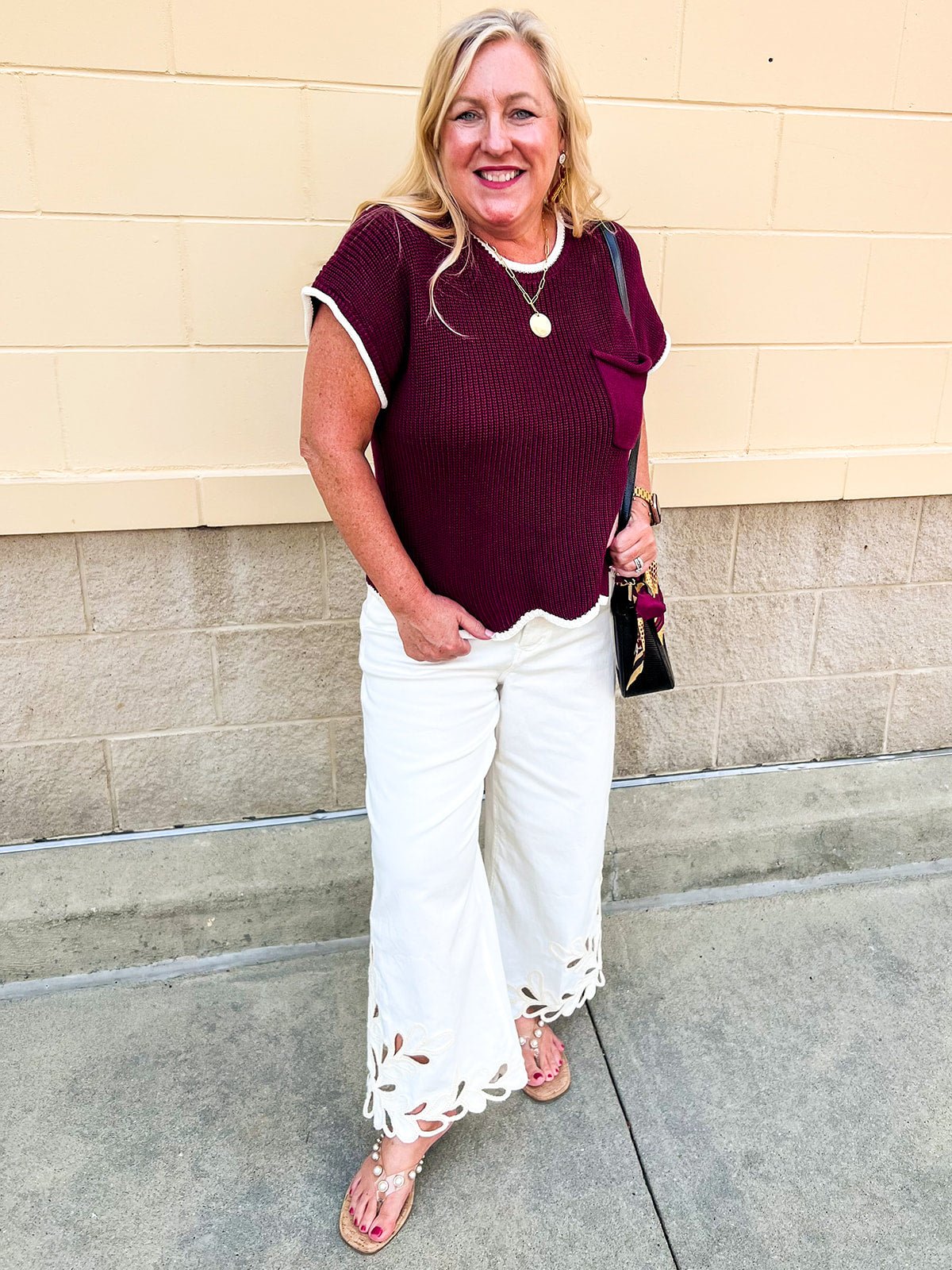 Garnet Contrast Knit Top - The Pink Pineapple 850