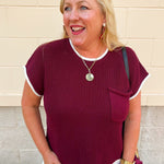 Garnet Contrast Knit Top - The Pink Pineapple 850