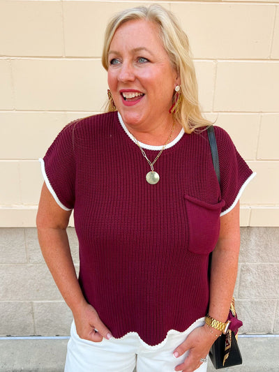 Garnet Contrast Knit Top - The Pink Pineapple 850