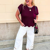 Garnet Contrast Knit Top - The Pink Pineapple 850
