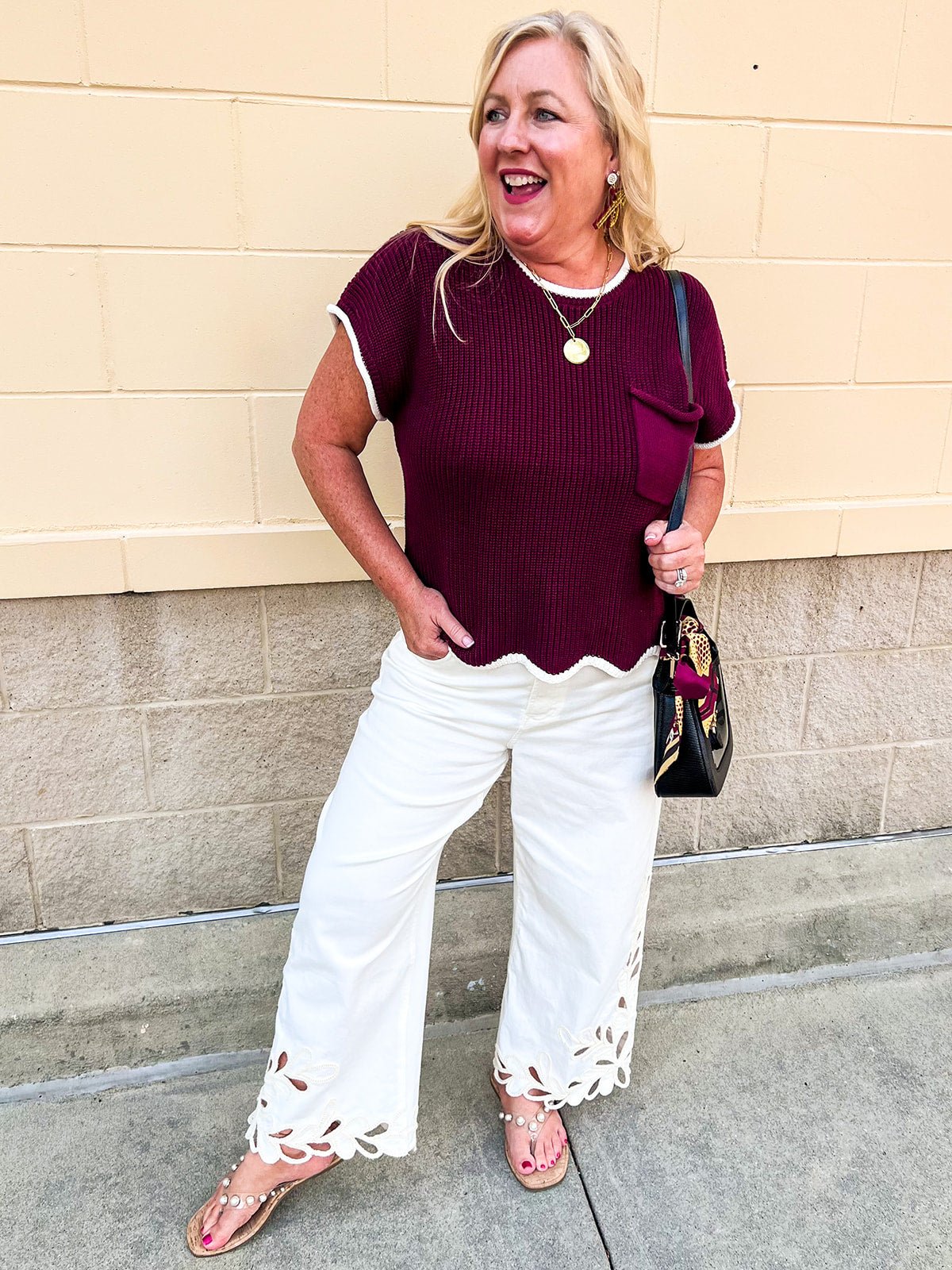Garnet Contrast Knit Top - The Pink Pineapple 850