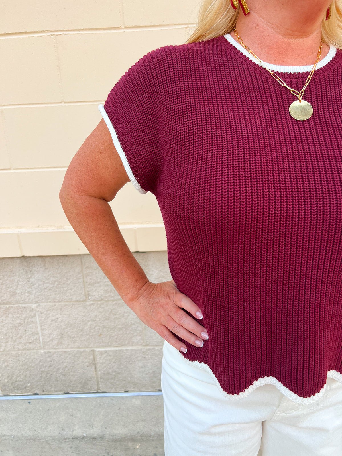 Garnet Contrast Knit Top - The Pink Pineapple 850