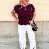 Garnet Contrast Knit Top - The Pink Pineapple 850