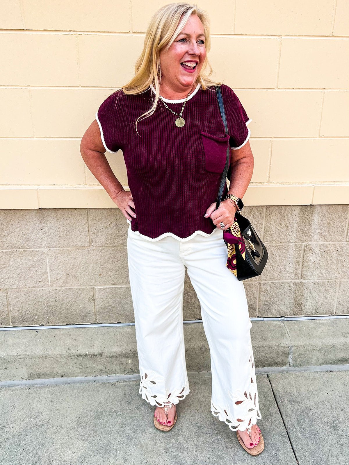 Garnet Contrast Knit Top - The Pink Pineapple 850