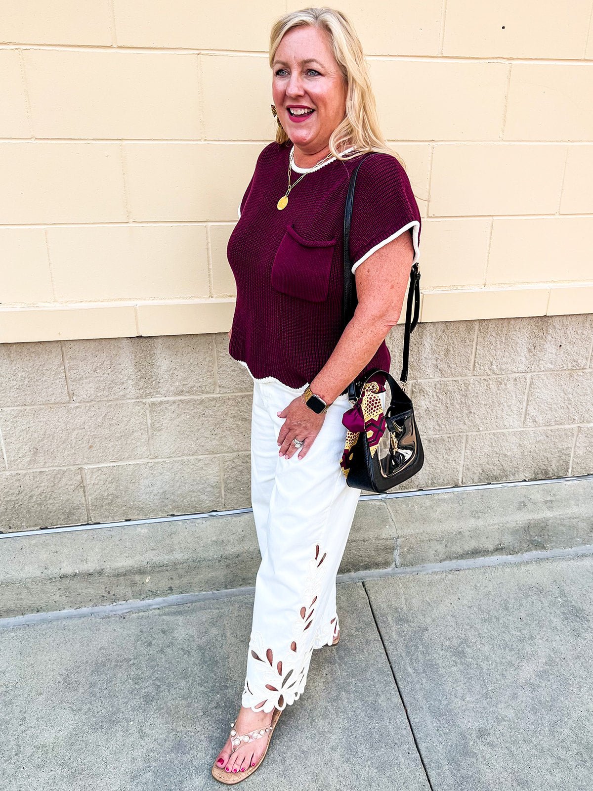 Garnet Contrast Knit Top - The Pink Pineapple 850
