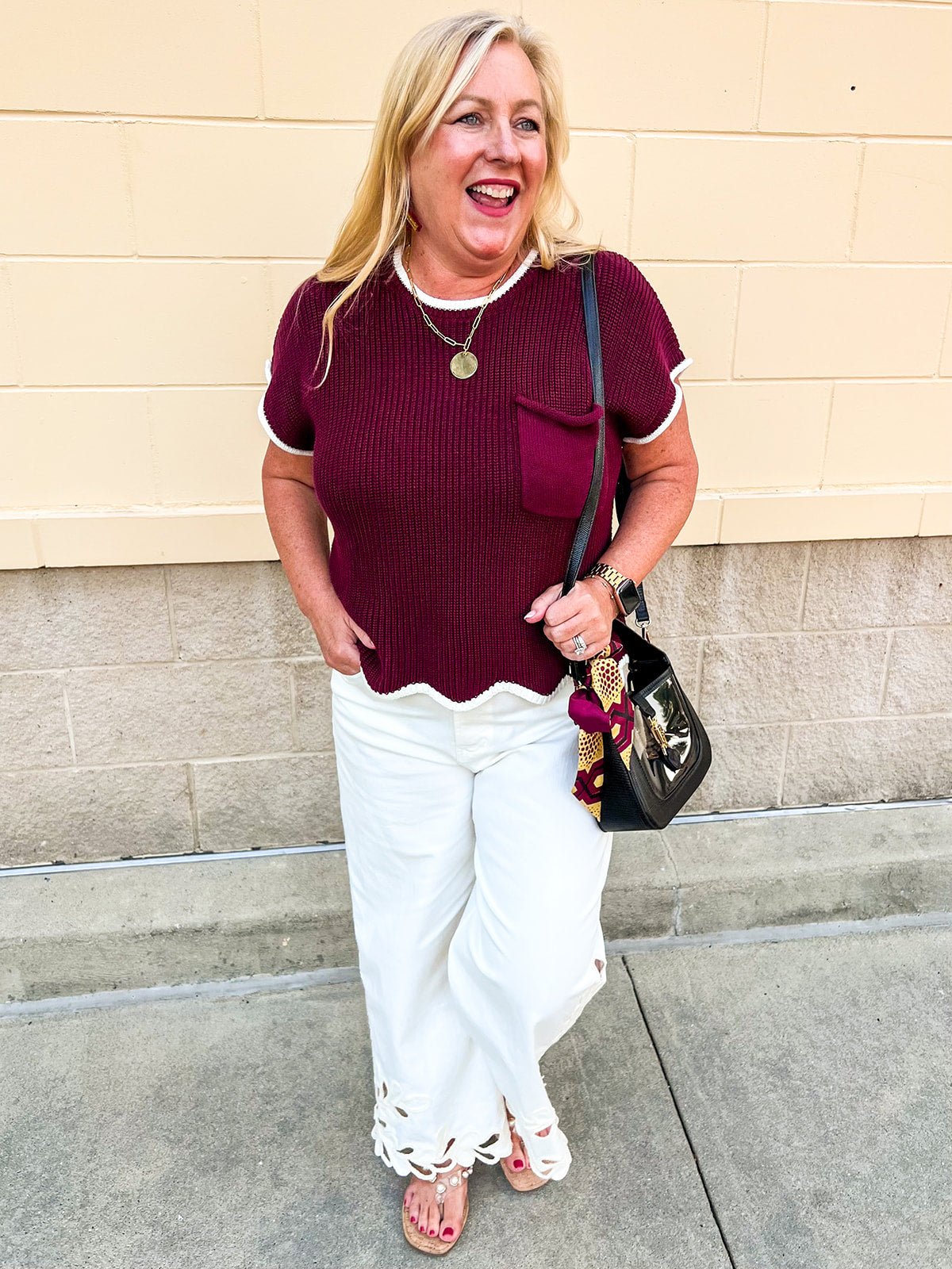 Garnet Contrast Knit Top - The Pink Pineapple 850