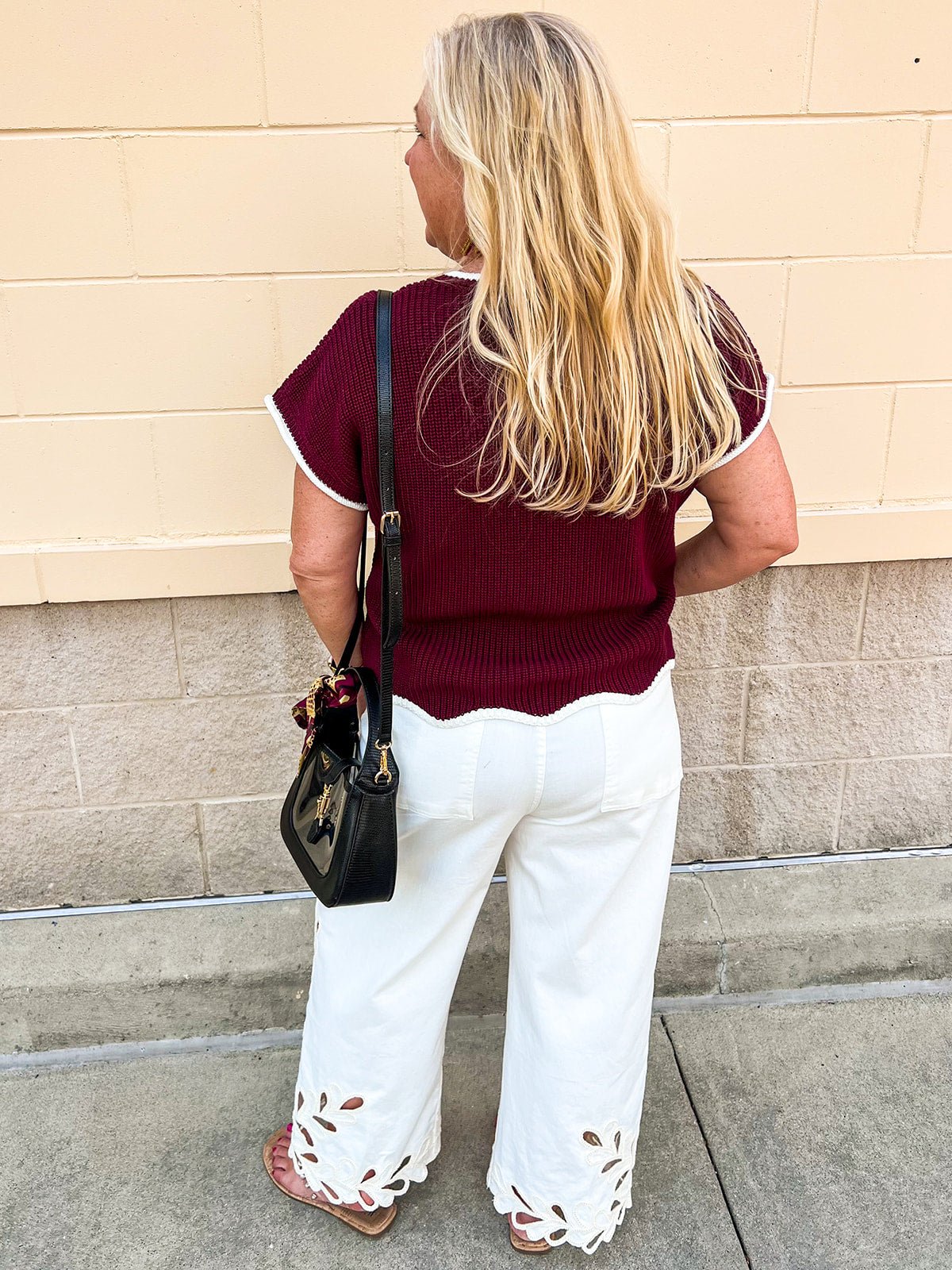 Garnet Contrast Knit Top - The Pink Pineapple 850