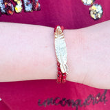Garnet Feather Bracelet Stack - The Pink Pineapple 850