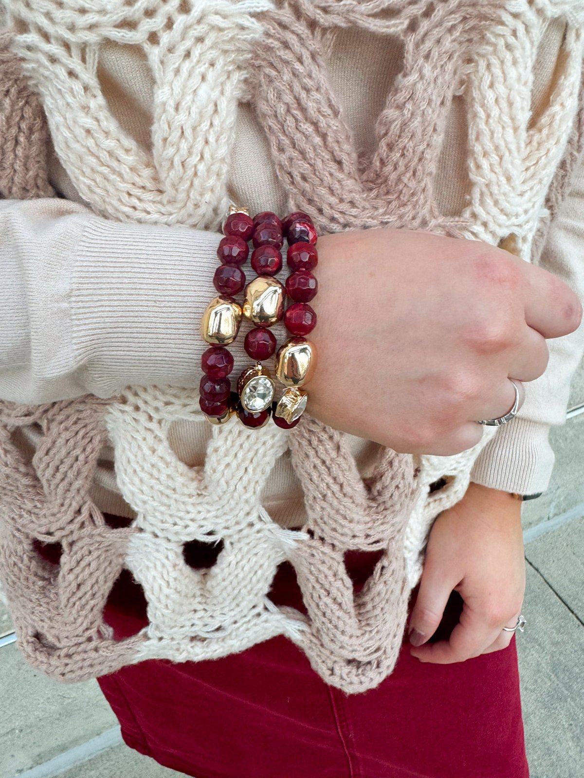 Garnet Glory Bracelet Set - The Pink Pineapple 850