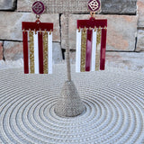 Garnet Glory Stripe Statement Earrings - The Pink Pineapple 850