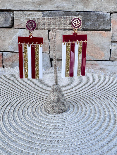 Garnet Glory Stripe Statement Earrings - The Pink Pineapple 850
