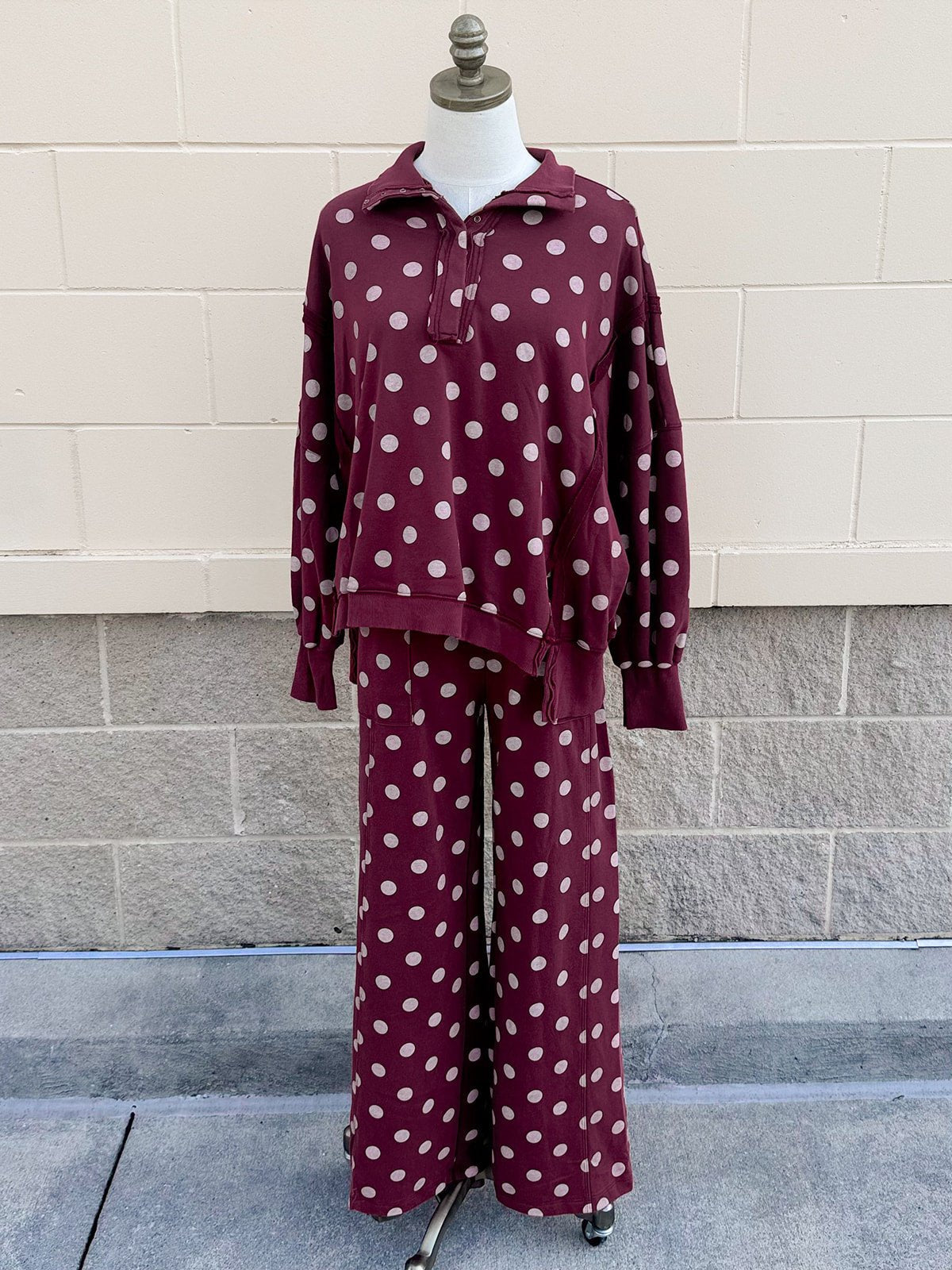 Garnet & Gold Polka Dot Two-Piece Set - The Pink Pineapple 850