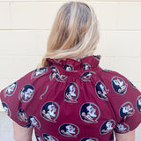 Garnet Ruffle Collar Poplin Blouse with Seminole Print - The Pink Pineapple 850