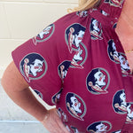 Garnet Ruffle Collar Poplin Blouse with Seminole Print - The Pink Pineapple 850