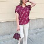 Garnet Spear Rolled Cuff Blouse - The Pink Pineapple 850