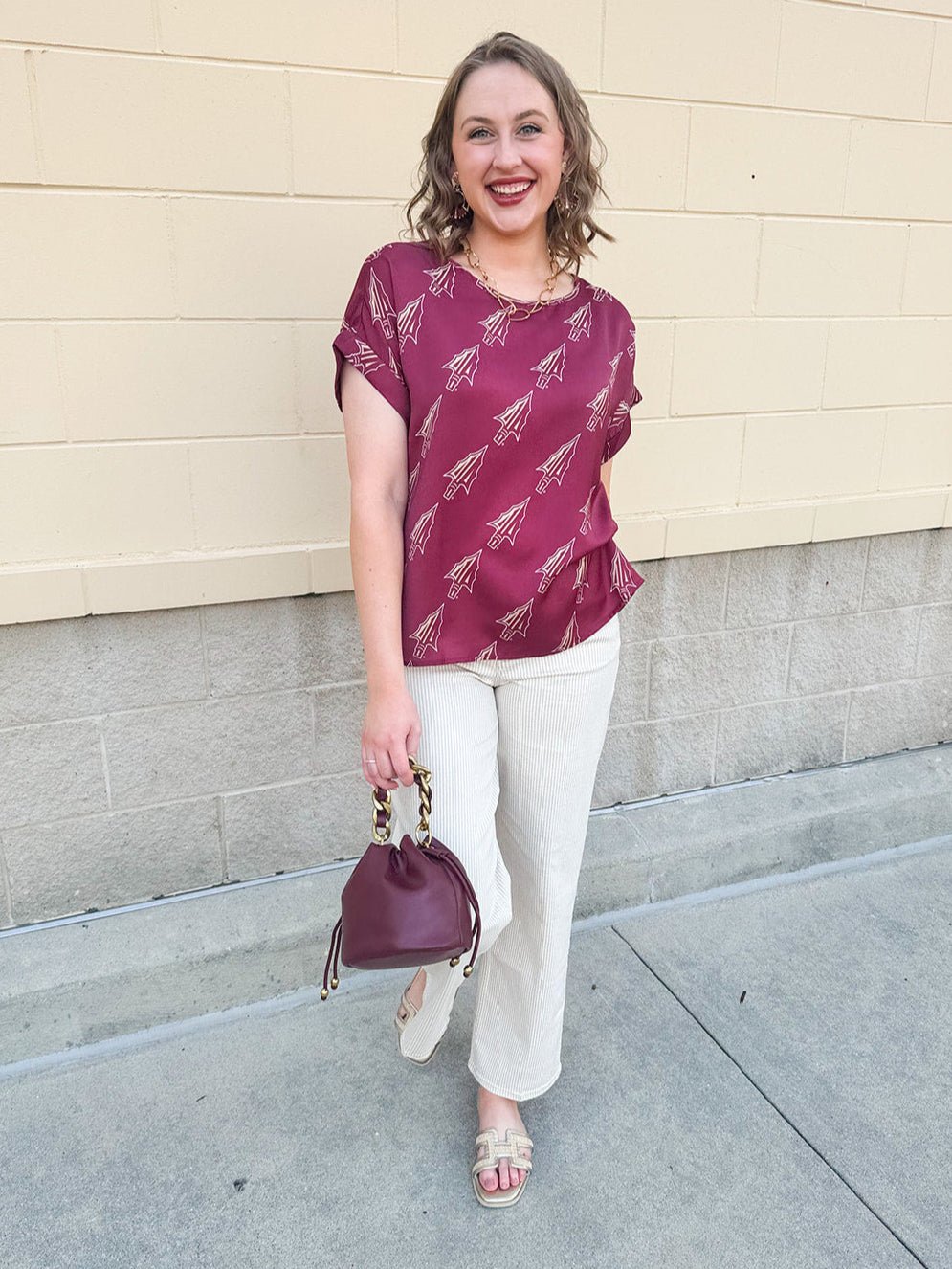 Garnet Spear Rolled Cuff Blouse - The Pink Pineapple 850