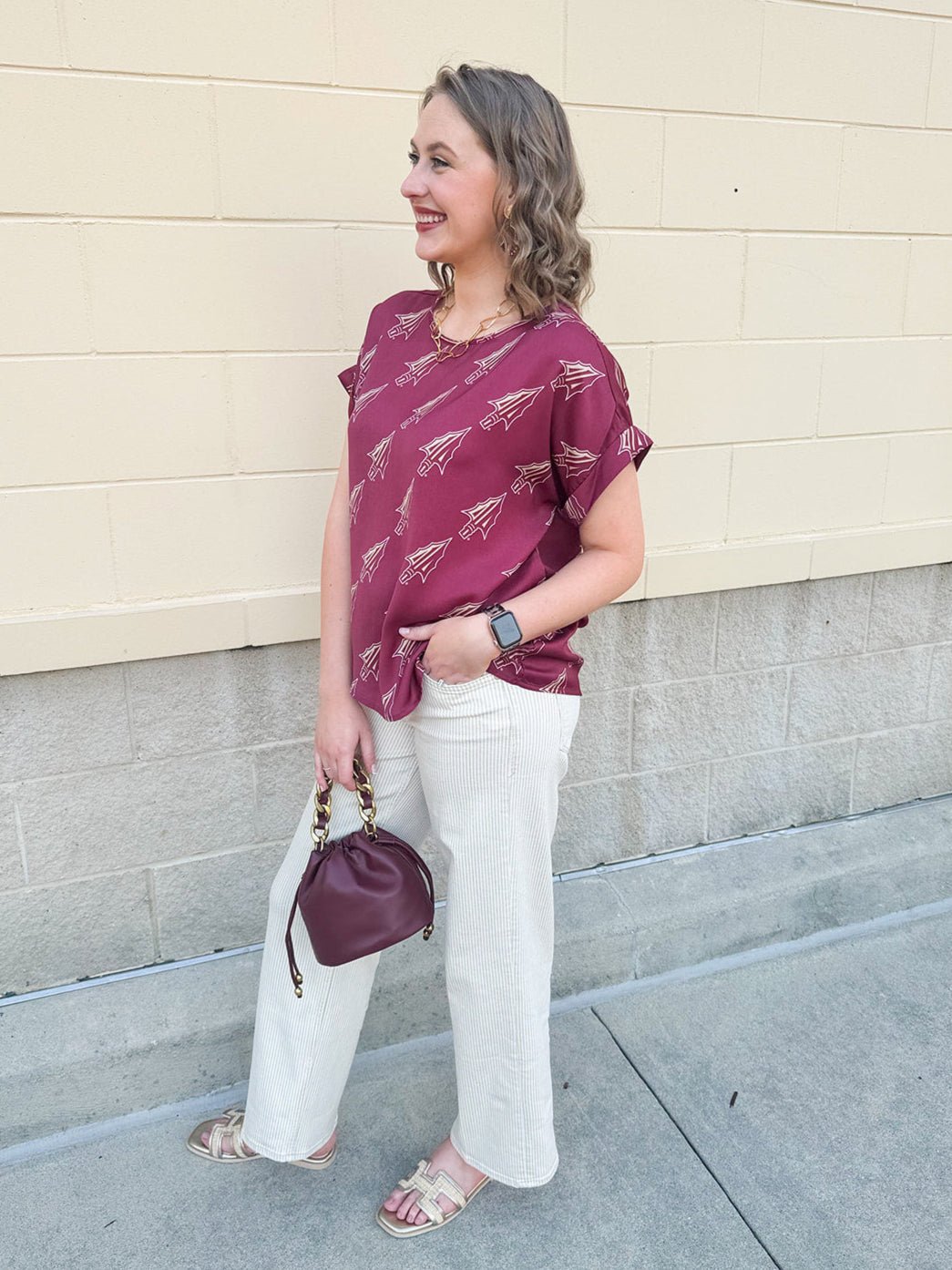 Garnet Spear Rolled Cuff Blouse - The Pink Pineapple 850
