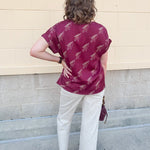 Garnet Spear Rolled Cuff Blouse - The Pink Pineapple 850