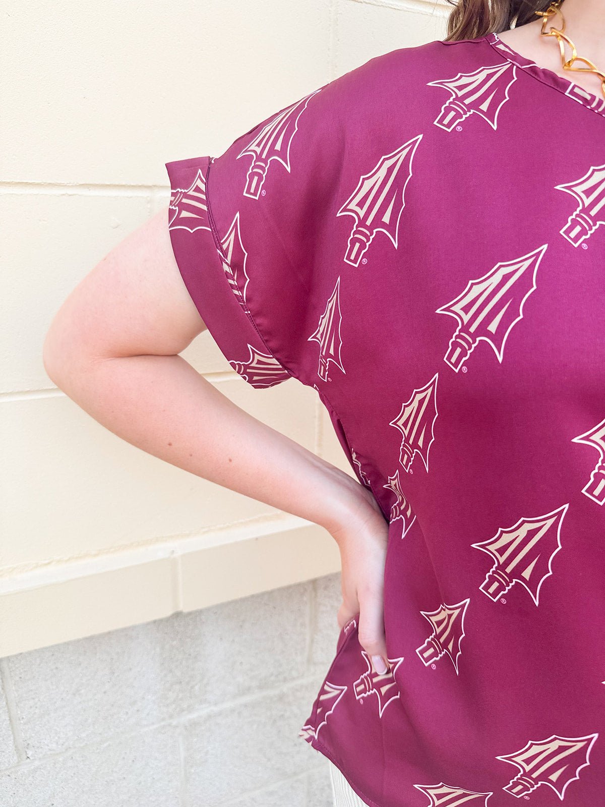 Garnet Spear Rolled Cuff Blouse - The Pink Pineapple 850