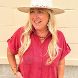 Garnet Spirit Wide Brim Fedora - The Pink Pineapple 850