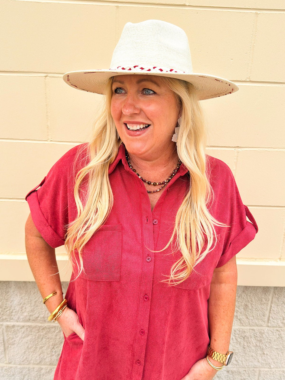 Garnet Spirit Wide Brim Fedora - The Pink Pineapple 850