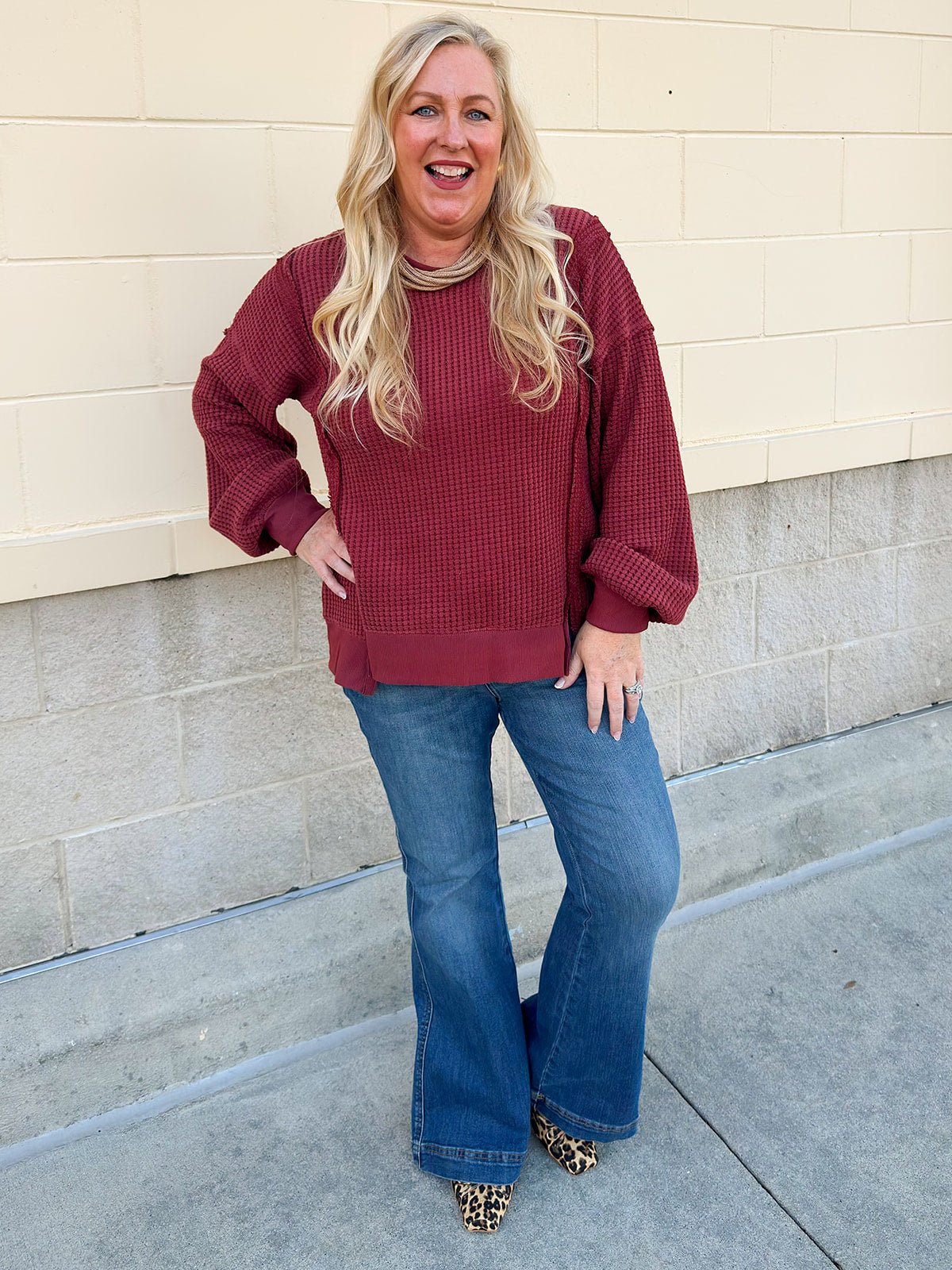 Garnet Weekend Waffle Top - The Pink Pineapple 850