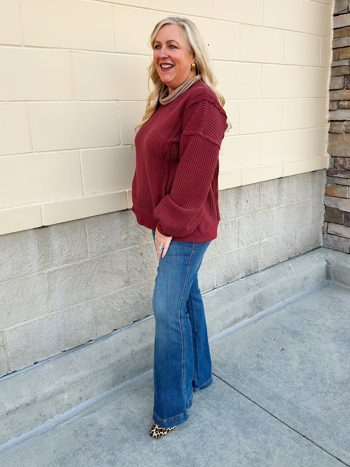 Garnet Weekend Waffle Top - The Pink Pineapple 850