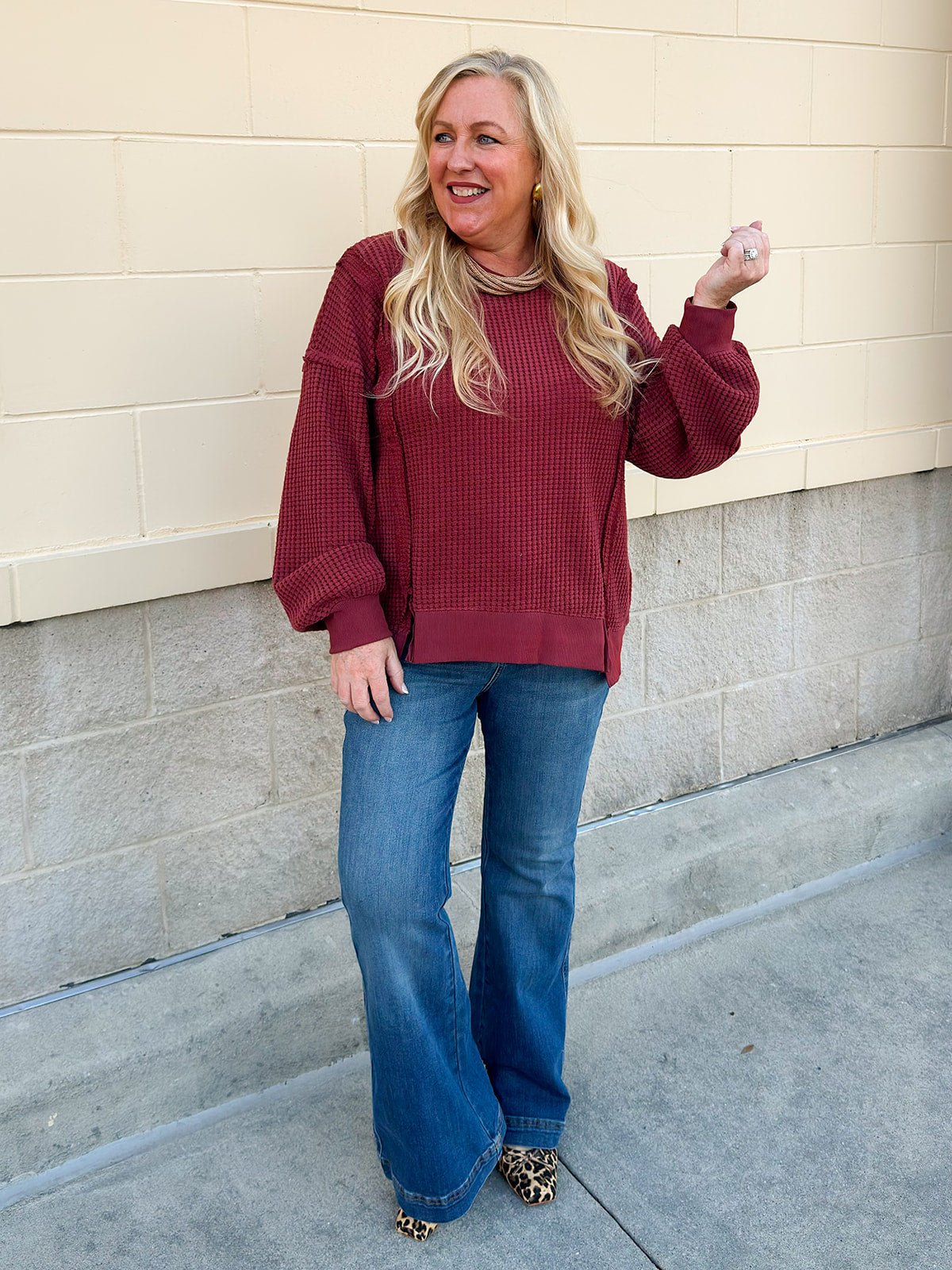 Garnet Weekend Waffle Top - The Pink Pineapple 850