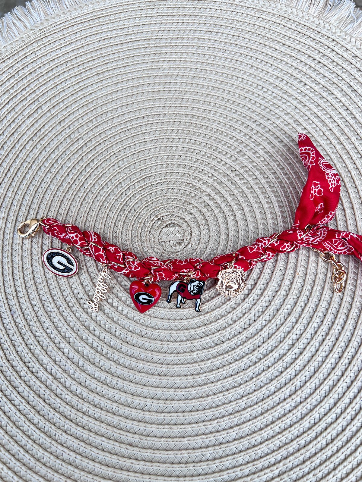 Georgia Bulldogs Bandana Charm Bracelet - The Pink Pineapple 850