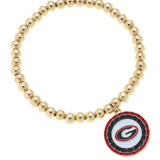 Georgia Bulldogs Pave Disc Bead Bracelet - The Pink Pineapple 850