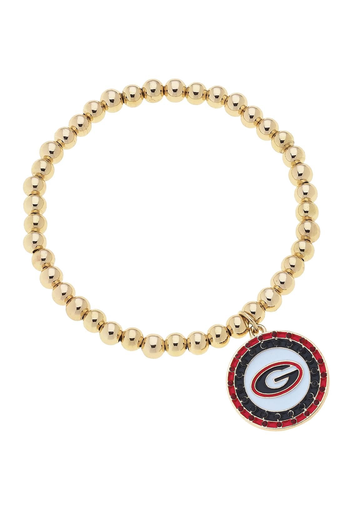 Georgia Bulldogs Pave Disc Bead Bracelet - The Pink Pineapple 850